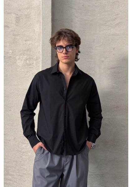 Erkek Oversize Pamuklu Poplin Gömlek