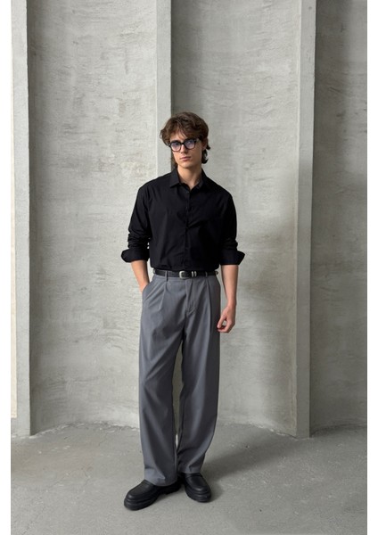 Erkek Oversize Pamuklu Poplin Gömlek