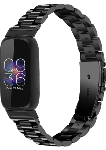Fitbit Inspire 3 Siyah Için Üç Boncuklu Paslanmaz Çelik Kayış (Yurt Dışından)