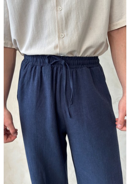 Erkek Beli Lastikli Baggy Kalıp Keten Pantolon indirimleri