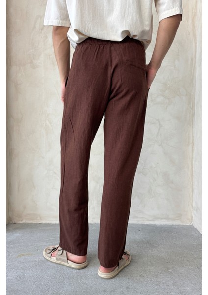 Erkek Beli Lastikli Baggy Kalıp Keten Pantolon fırsatları