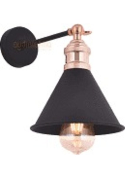 Şık Rustik Siyah ve Bakır Metal Duvar Aplikası, Evinize Tarz Katın, Tek Ampüllü