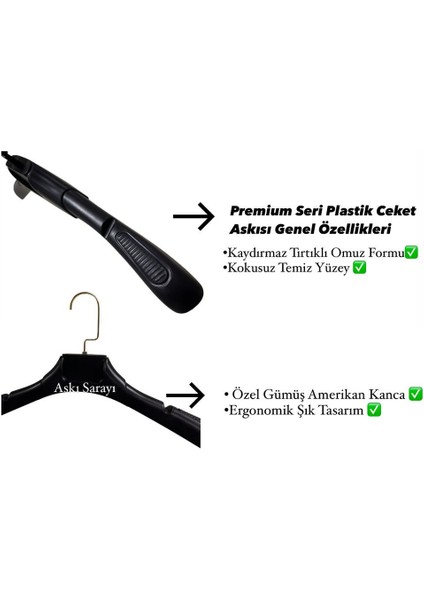 Premium Seri Elbise ve Gömlek Askısı Ceket ve Mont Askısı Özel Amerikan Kanca 50 Adet indirimleri