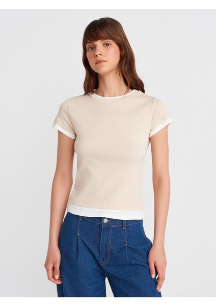 31859 Çift Görünümlü T-Shirt-Taş