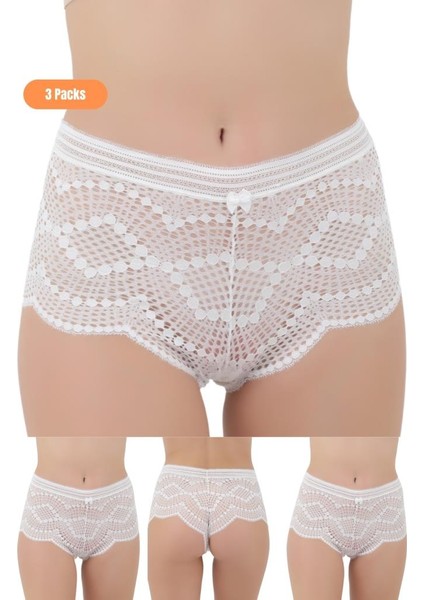 Kadın Dantelli Boxer Külot 3'lü Paket