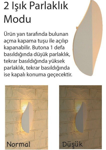Pilli Modern Dekoratif Tasarım Duvar Aydınlatması Aplik Gece Lambası Beyaz