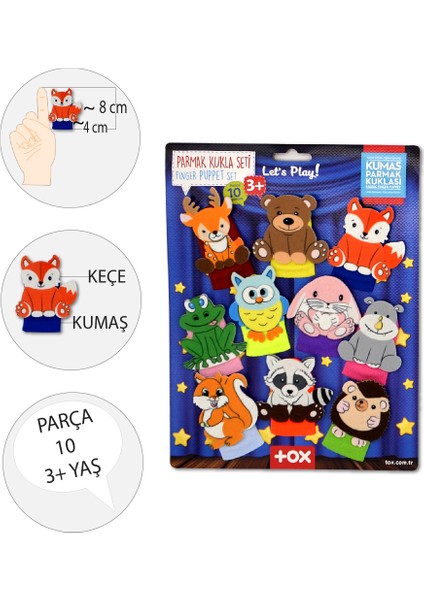 Orman Hayvanları 10 Parça Parmak Kukla Set T218