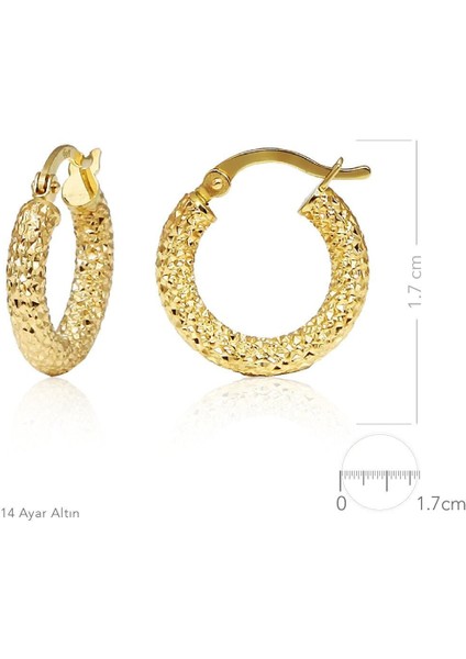 14 Ayar Altın Kalın Bombeli Lazerli Halka Küpe 1.6 Cm modelleri