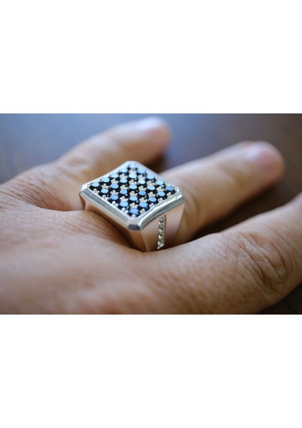 2.50 ct Natural Spinel ve 0.25CT Natural Topaz Taşlı Alaşımlı Kararmaz Gümüş Erkek Yüzük fiyatları