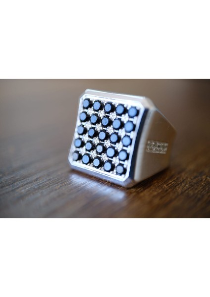 2.50 ct Natural Spinel ve 0.25CT Natural Topaz Taşlı Alaşımlı Kararmaz Gümüş Erkek Yüzük modelleri