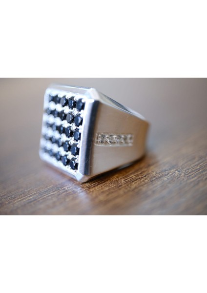 2.50 ct Natural Spinel ve 0.25CT Natural Topaz Taşlı Alaşımlı Kararmaz Gümüş Erkek Yüzük fırsatları