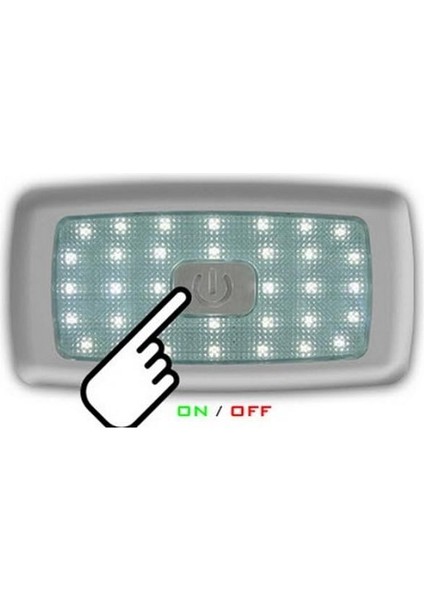 12V Tavan Lambası 34 Ledli 6500K Beyaz (135*70 Mm) (Butonlu)