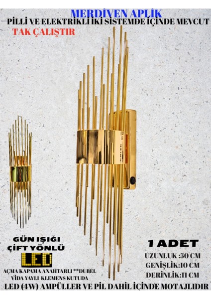 Modern ve şık metal duvar aydınlatması, enerji tasarruflu, altın renk, G9 duy tipi