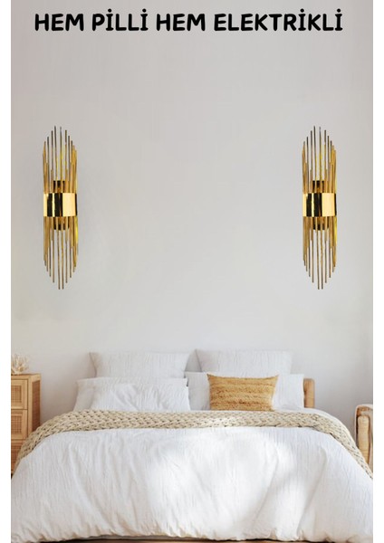 Modern ve şık metal duvar aydınlatması, enerji tasarruflu, altın renk, G9 duy tipi modelleri