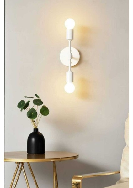 Beyaz Metal Aplik, E27 Duy, Modern ve Şık Tasarım, Yüksek Kalite, Dayanıklı ve Şık