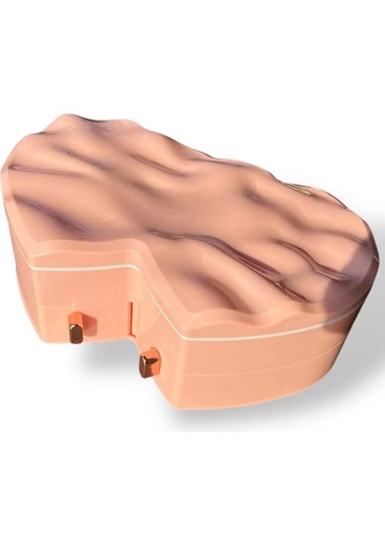 Pembe Renk Kalp Model Aynalı Çekmeceli Takı Organizeri