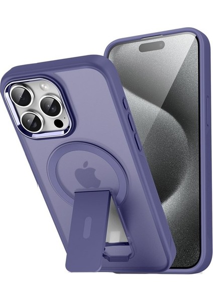 Apple iPhone 15 Pro Max Yüksek Kenarlıklı Magsafe Standlı Stable Kapak Kılıf