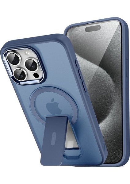 Apple iPhone 15 Pro Yüksek Kenarlıklı Magsafe Standlı Stable Kapak Kılıf