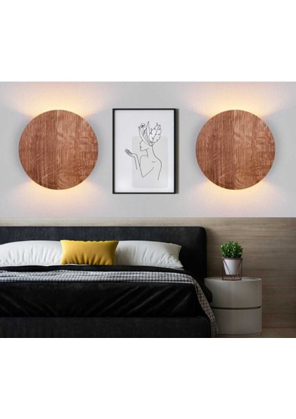 Yansıtma Tasarımlı Çift Yönlü Ahşap Salon Hol Cafe Otel Duvar Aplik Avize Gece Lambası Duvar Lambas