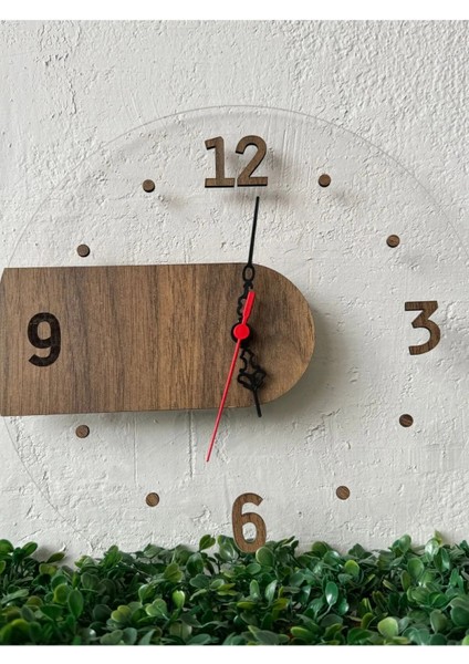 Ahşap Detaylı Pleksi Duvar Saati |35*35 CM | SA7004
