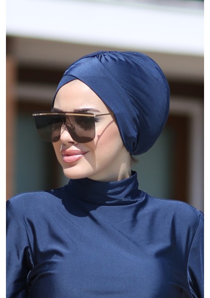 Çift Taraflı Çapraz ve Büzgü Deniz Bone Lacivert R-1009