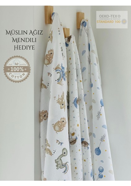 %100 Pamuk Müslin Bebek Battaniyesi 3'lü Set Oeko-Tex Sertifikalı MÜSLIN ÖRTÜ 80 x 90 cm