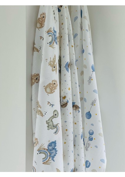 %100 Pamuk Müslin Bebek Battaniyesi 3'lü Set Oeko-Tex Sertifikalı MÜSLIN ÖRTÜ 80 x 90 cm