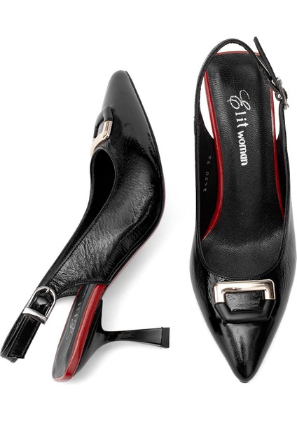 Elit Calissa Kadın Hakiki Rugan Deri Tokalı Klasik Topuklu Ayakkabı Siyah fırsatları