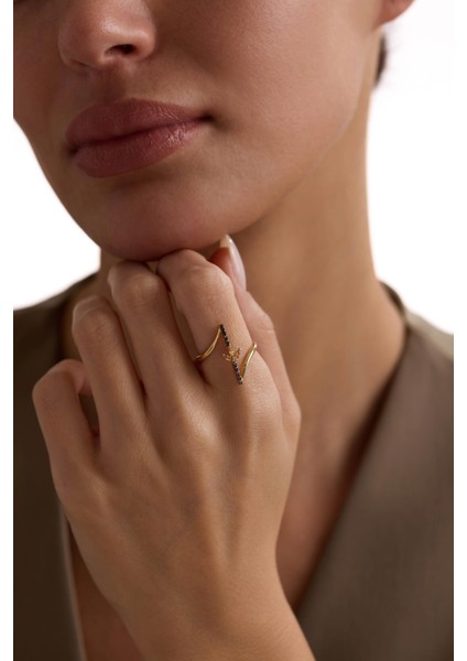 14 Ayar Lotus Taşlı Çizgi Altın Yüzük fiyatları