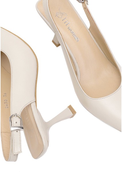 Elit Calissa Kadın Hakiki Deri Klasik Topuklu Ayakkabı Bej indirimleri