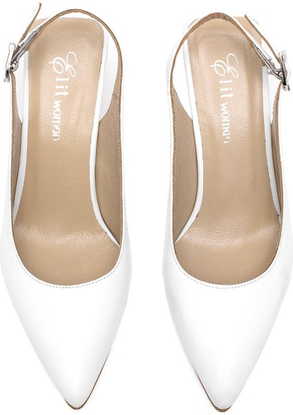 Elit Calissa Kadın Hakiki Deri Klasik Topuklu Ayakkabı Beyaz modelleri