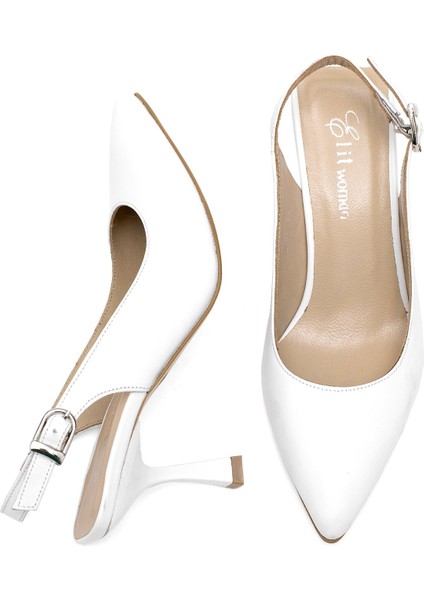 Elit Calissa Kadın Hakiki Deri Klasik Topuklu Ayakkabı Beyaz fırsatları