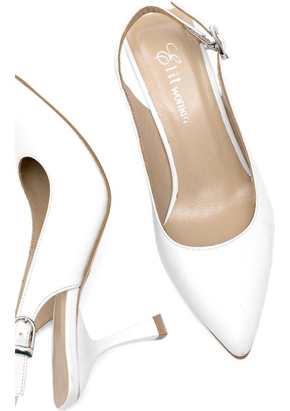 Elit Calissa Kadın Hakiki Deri Klasik Topuklu Ayakkabı Beyaz indirimleri