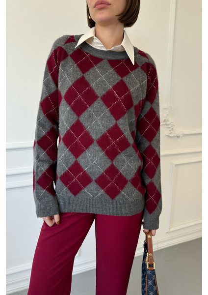 Omuz Dikişli Baklava Desen Kazak- Antrasit fiyatları