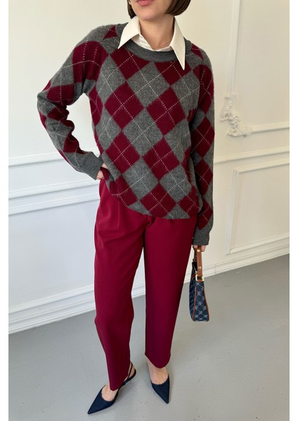 Omuz Dikişli Baklava Desen Kazak- Antrasit modelleri