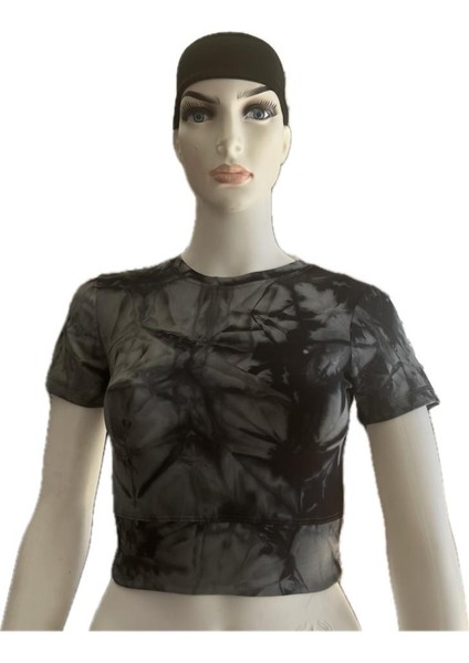 Batik Desenli Sporcu Füme Crop Tayt Takım fiyatları
