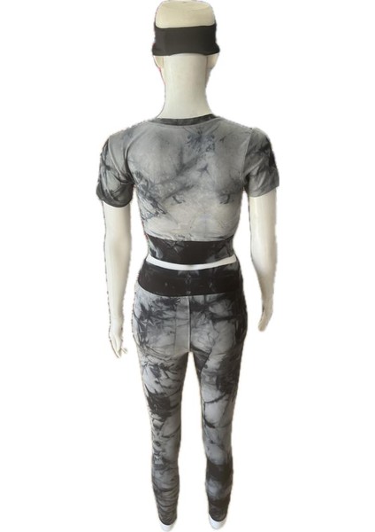 Batik Desenli Sporcu Füme Crop Tayt Takım fırsatları