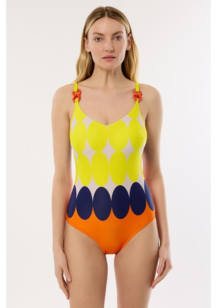 4300 Sarı Desenli Toparlayıcı Mayo