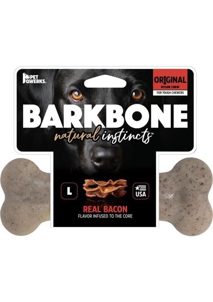 Barkbone Original Bacon Aromalı Bitmeyen Köpek Çiğneme Kemiği Büyük Boy 20 cm