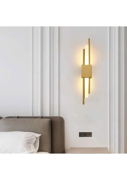 Zr Aydınlatma Gold Eskitme 3000K 50 cm Akrilikli Boru Duvar Lambası,led Aplik