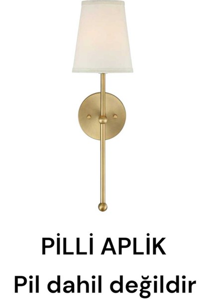 2'li Eskitme Kaplamalı Krem Konik Aplik, Metal, E27, Altın Renk, Şık Aydınlatma