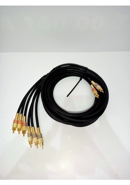 Amfi Rca Kablosu - 2 Giriş 6 Çıkış - 1 Metre - El Yapımı %100 Bakır Parazit Yapmaz - Anfi Rca Kablo