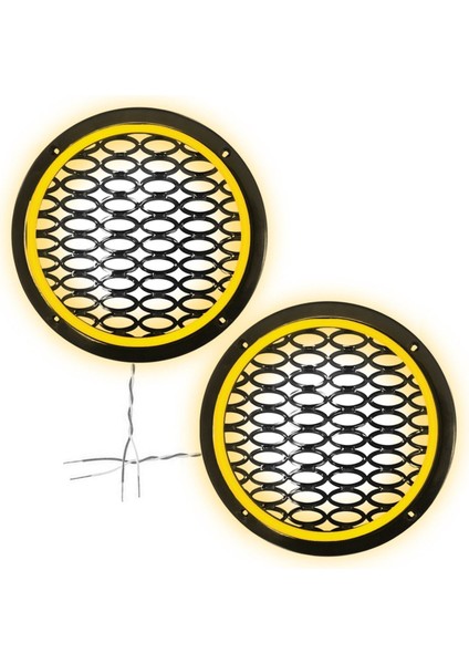 Ledli Hoparlör Kapak 20CM 2ADET 12V PK-5051, Sarı