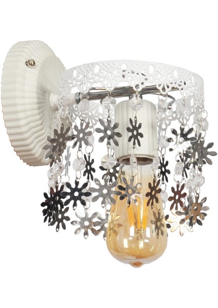 Krom detaylı beyaz uygulama, modern şıklık ve zarif tasarım, metal materyal, E27 duy. fırsatları