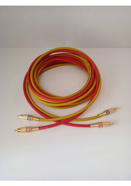 Amfi Rca Kablosu 5 Metre %100 Bakır Sarı Kırmızı Rca Ses Aktarım Kablosu El Yapımı 5 Metre