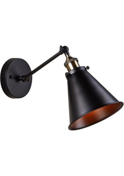 Retro Metal Çift Mafsallı Siyah Rustik Duvar Aplik, E27 Duylu, Şık ve Modern Tasarım