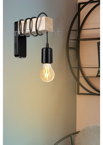 Modern Siyah Ahşap Duylu Aplik, Zarif ve Şık Dekorasyon Parçası