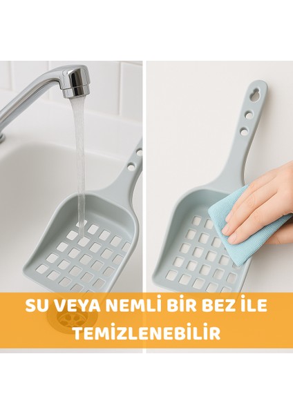 Kedi Kumu Küreği Plastik Kare Delikli Kolay Temizlenebilir Asılabilir Saplı Kürek Evcil Hayvan Kum Temizleme Küreği 8X24 cm
