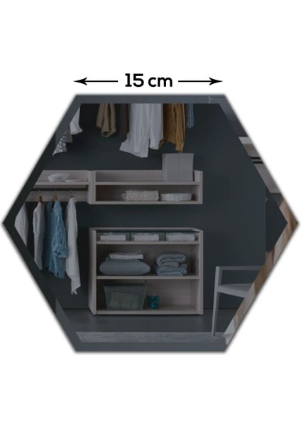 Altıgen Füme Ayna Seti, modern ve şık dekoratif cam aynalar, gri renk fiyatları