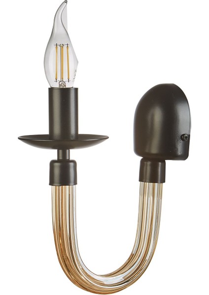 Şık Siyah Cam Duvar Aplik, E14, Sarı LED Ampul ile Modern İç Mekan Dekoru